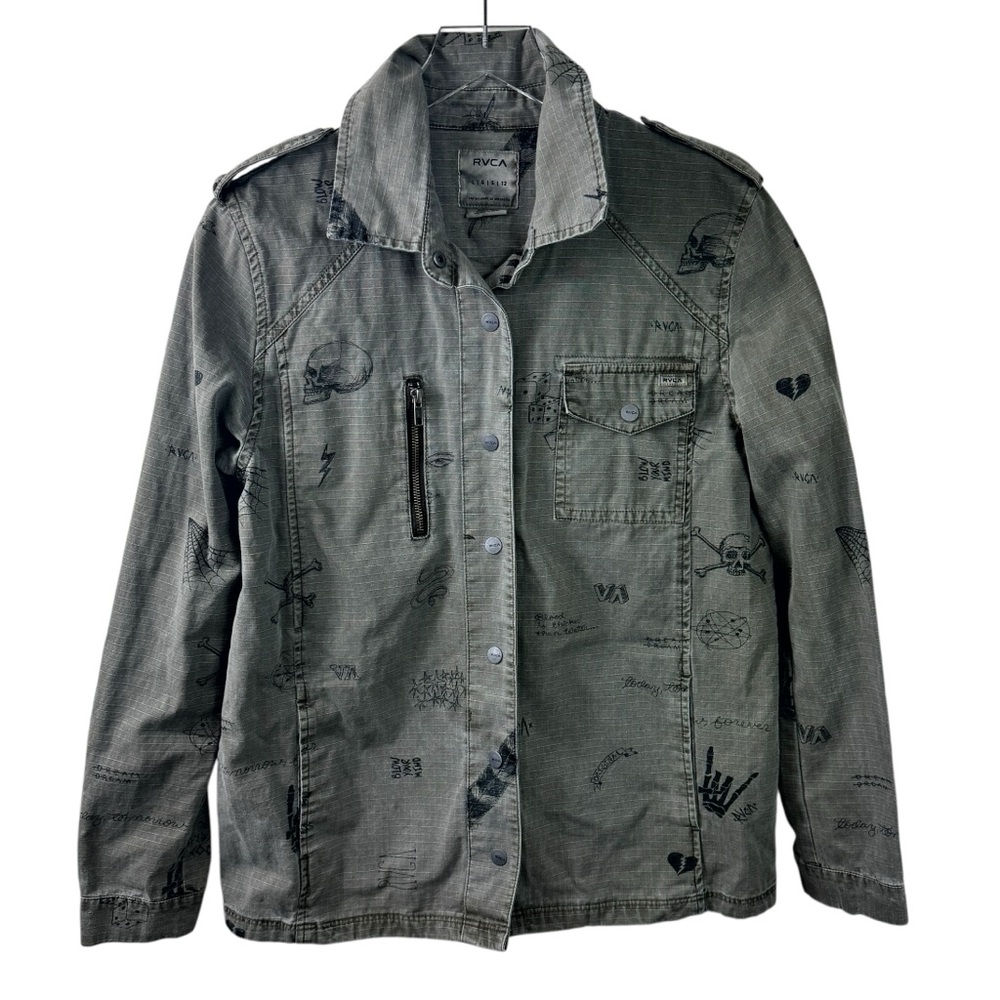 RVCA Daze Off Parka Military/Field Style Jacket Graphic Prints Women's L